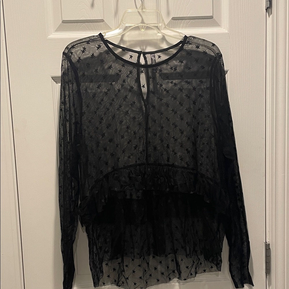 Massini Black Sheer Star Blouse